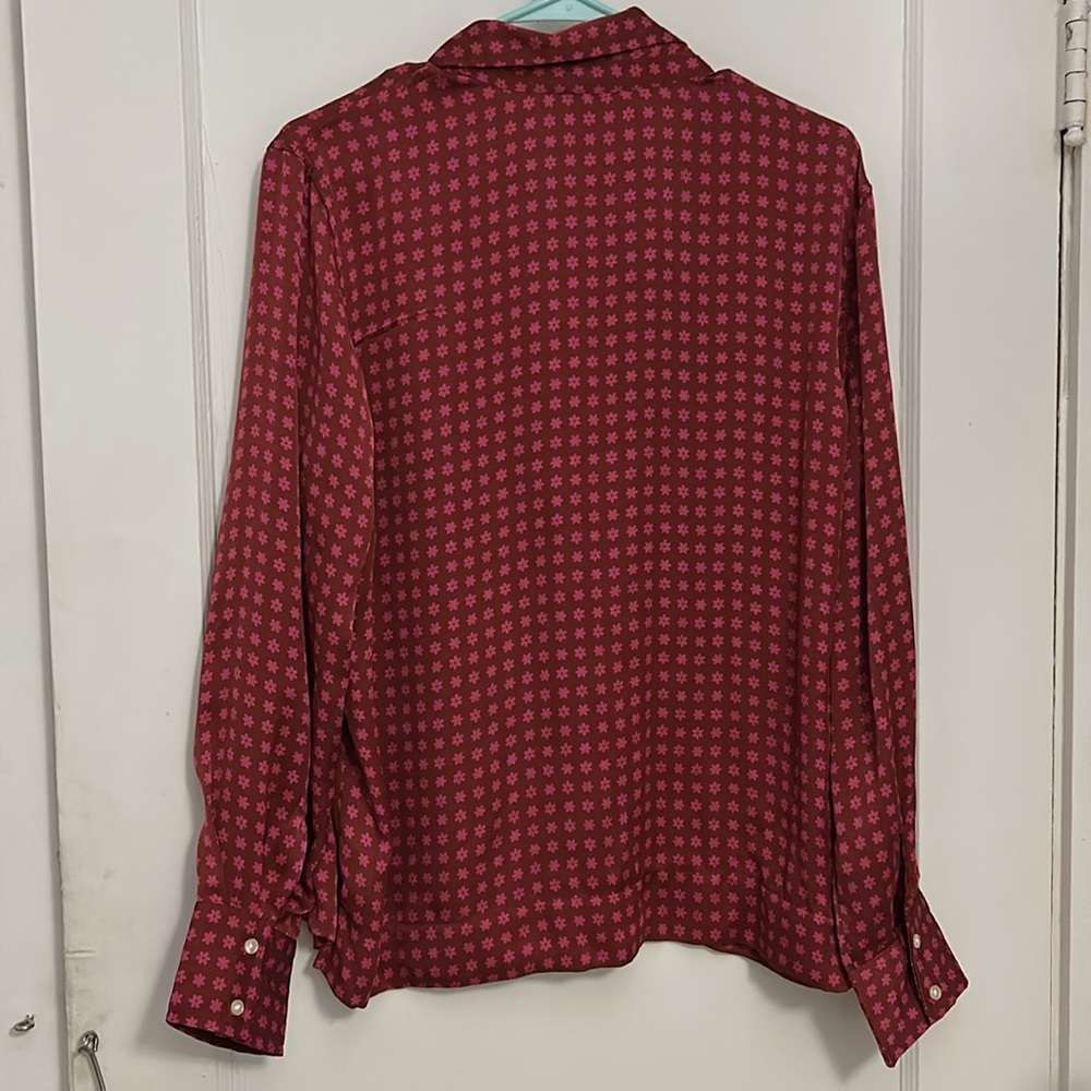 Red Patterned Button-Up Pajama Top - Picture 7 of 7